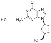 (1S-4R)-4-(2-amino-6-kloro-9H-puriin-9-üül)-2-tsüklopenteen-1-metanoolvesinikkloriid
