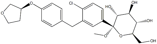 (2S,3R,4S,5S,6R)-2-(3-(4-((S)-tetrahüdrofuraan-3-üüloksü)bensüül)-4-klorofenüül)tetrahüdro-6-(hüdroksümetüül)-2-metoksü -2H-püraan-3,4,5-triool
