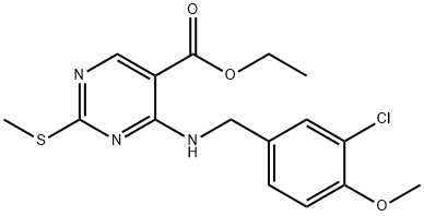 (5-pürimidiinkarboksüülhape, 4-[[(3-kloro-4-metoksüfenüül)metüül]amino]-2-(metüültio)etüülester)