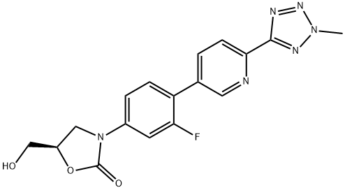 (R)-3-(3-fluoro-4-(6-(2-metüül-2H-tetrasool-5-üül)püridiin-3-üül)fenüül)-5-(hüdroksümetüül)oksasolidiin-2-oon