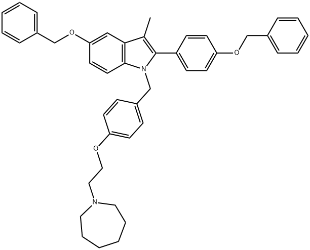 1-(4-(2-(asepaan-1-üül)etoksü)bensüül)-5-(bensüüloksü)-2-(4-(bensüüloksü)fenüül)-3-metüül-1 H-indool