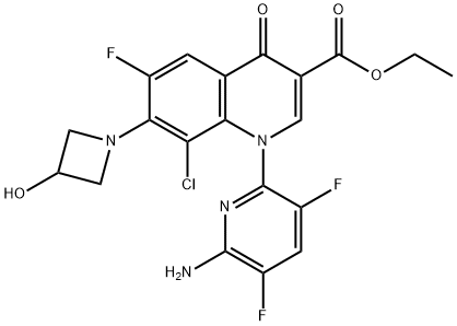 1-(6-amino-3,5-difluoro-2-püridinüül)-8-kloro-6-fluoro-1,4-dihüdro-7-(3-hüdroksü-1-asetidinüül)-4-okso-3- kinoliinkarboksüülhappe etüülester