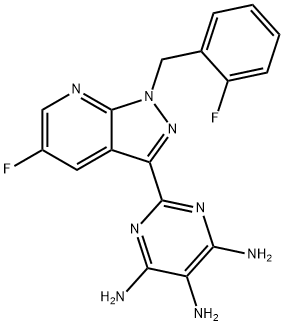 2-[5-fluoro-1-(2-fluorobensüül)-1 H-pürasolo[3,4-b]püridiin-3-üül]pürimidiin-4,5,6-triamiin