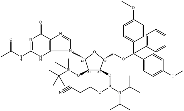 2'-O-[(tert-butüül)dimetüülsilüül]-N-atsetüülguanosiin-3'-(2-tsüanoetüül-N,N-diisopropüül)fosforamidiit