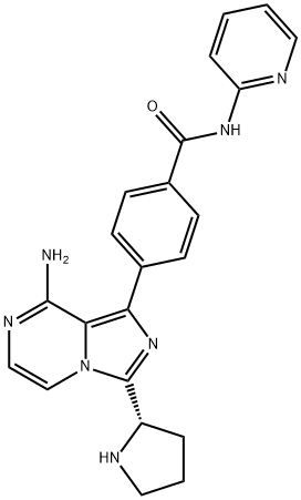 4-[8-amino-3-(2S)-2-pürrolidinüülimidaso[1,5-a]pürasiin-1-üül]-N-2-püridinüülbensamiid