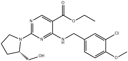 5-pürimidiinkarboksüülhappe 4-[[(3-kloro-4-metoksüfenüül)metüül]amino]-2-[(2S)-2-(hüdroksümetüül)-1-pürrolidinüül]etüülester