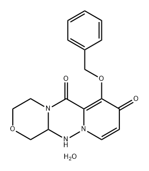 7-(bensüüloksü)-3,4,12,12a-tetrahüdro-1 H-[1,4]oksasino[3,4-c]pürido[2,1-f][1,2,4]triasiin-6, 8-dioon, hemihüdraat
