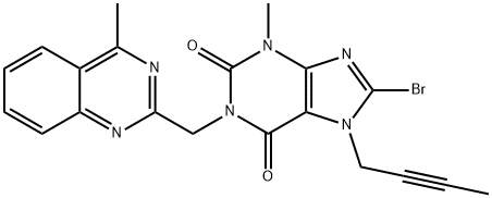 8-bromo-7-but-2-ünüül-3-metüül-1-(4-metüülkinasoliin-2-üülmetüül)-3,7-dihüdropuriin-2,6-dioon
