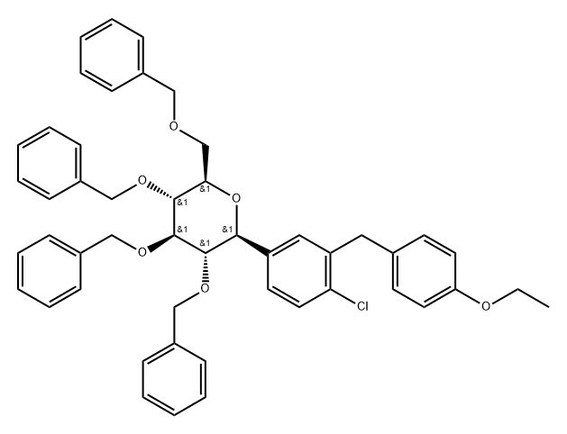 D-glütsitool, 1,5-anhüdro-1-C-[4-kloro-3-[(4-etoksüfenüül)metüül]fenüül]-2,3,4,6-tetrakis-O-(fenüülmetüül)-, ( 1S)-