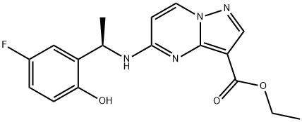 etüül-(R)-5-((1-(5-fluoro-2-hüdroksüfenüül)etüül)amino)pürasolo[1,5-a]pürimidiin-3-karboksülaat