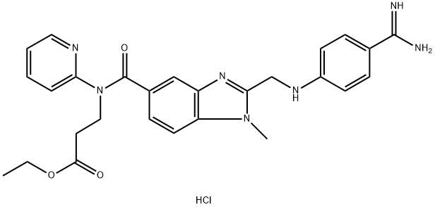 N-[[2-[[[4-(aminoiminometüül)fenüül]amino]metüül]-1-metüül-1 H-bensimidasool-5-üül]karbonüül]-N-(2-püridinüül)beetaalaniini etüülestri vesinikkloriid
