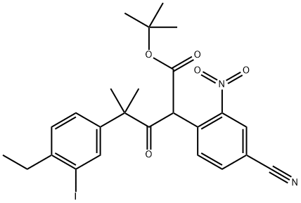tert-butüül-2-(4-tsüano-2-nitrofenüül)-4-(4-etüül-3-jodofenüül)-4-metüül-3-oksopentanoaat