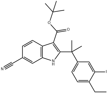 tert-butüül-6-tsüano-2-(2-(4-etüül-3-jodofenüül)propaan-2-üül)-1 H-indool-3-karboksülaat
